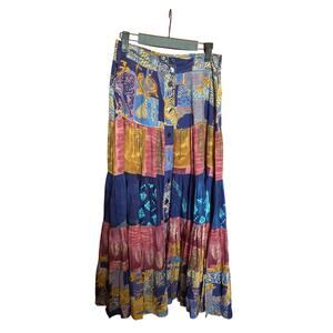 Vintage Surya Women's Medium Tiered Patchwork Lagenlook Skirt